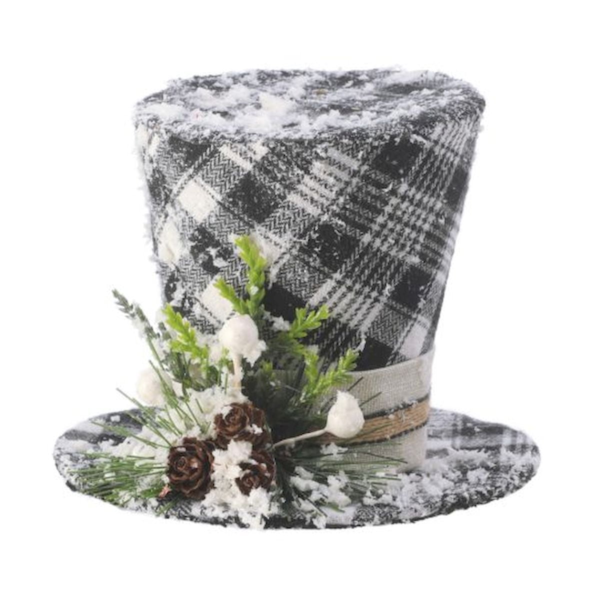 Black And White Checked Top Hat Ornament