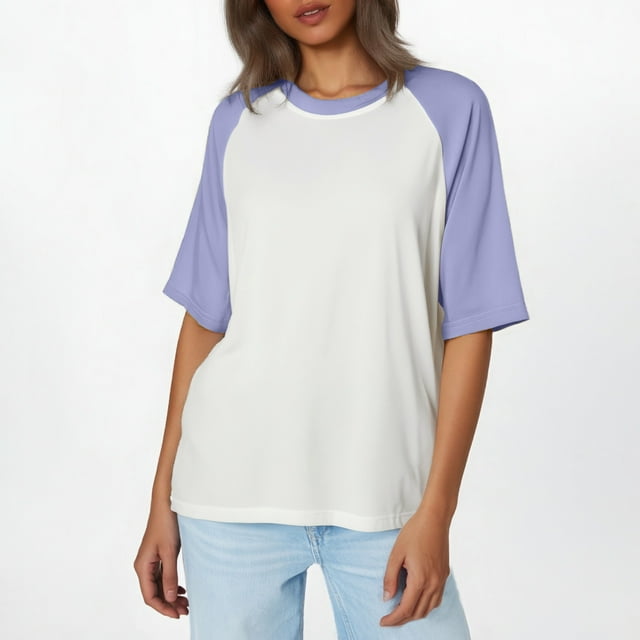 T-shirts pour Femmes à Manches Courtes Col Rond Basique T-Shirt d'Été Hauts Vêtements pour Femmes
