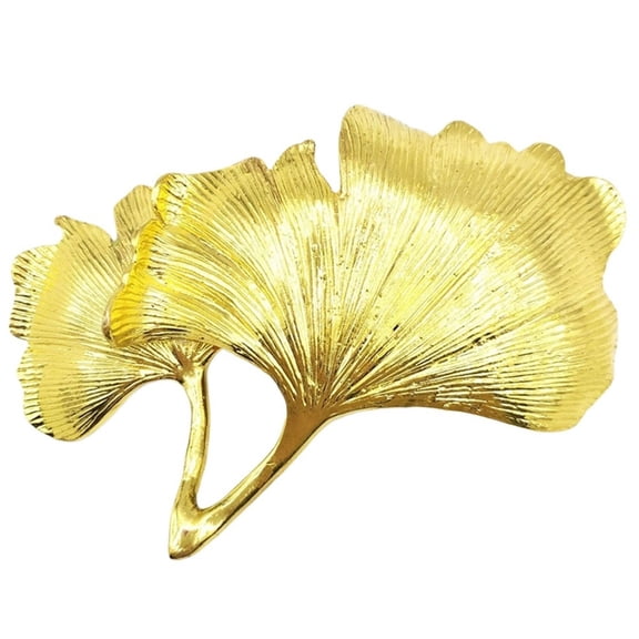 Elegant Ginkgo Leaf Shaped Jewelry Dish Metal Trinket Tray Ring Holder