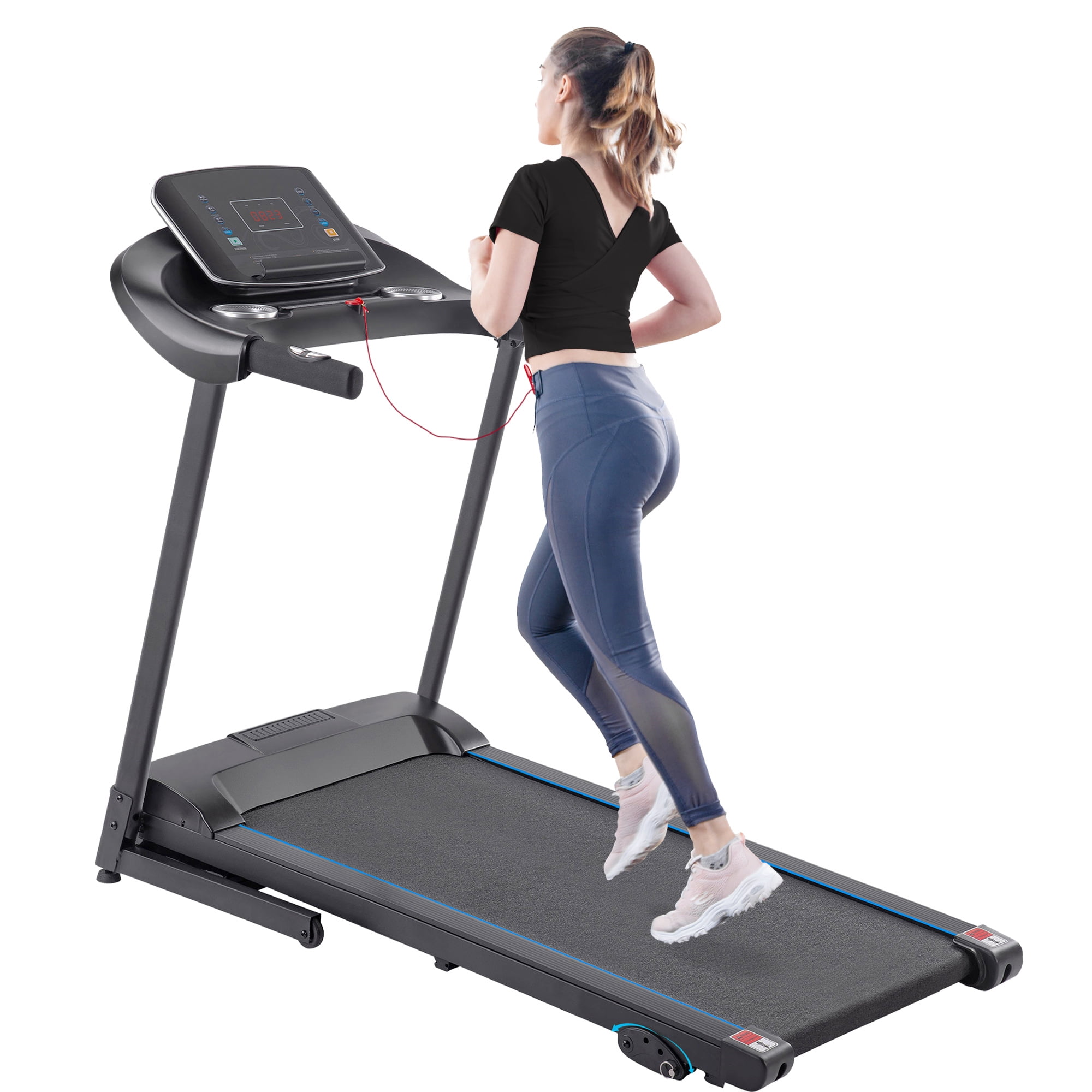 Treadmills for Home 300 lbs Weight Capacity Automatic Incline Electric Motorized Folding with Pulse Sensor,Bluetooth LED Display 