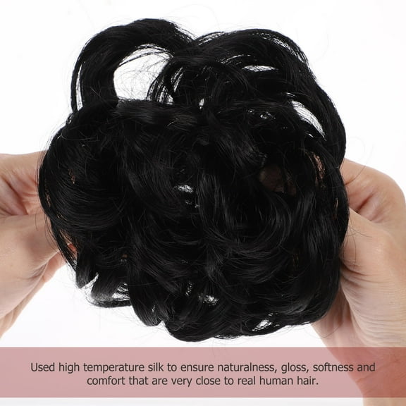 WHAMVOX 2 Pcs Messy Simulated Wig Hair Accessories Fake Bun Hairpiece Miss 10X10CM Black