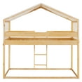 thumbnail image 6 of Harper & Bright Designs Twin over Twin House Bunk Bed with Beige Tent, Twin Size Bunk Beds with Ladder for Girls Boys, Natural, 6 of 13