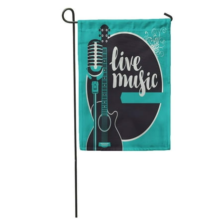 KDAGR Music Acoustic Guitar and Microphone for The Concert of Live Garden Flag Decorative Flag House Banner 12x18 (Best Microphone For Acoustic Guitar Live)