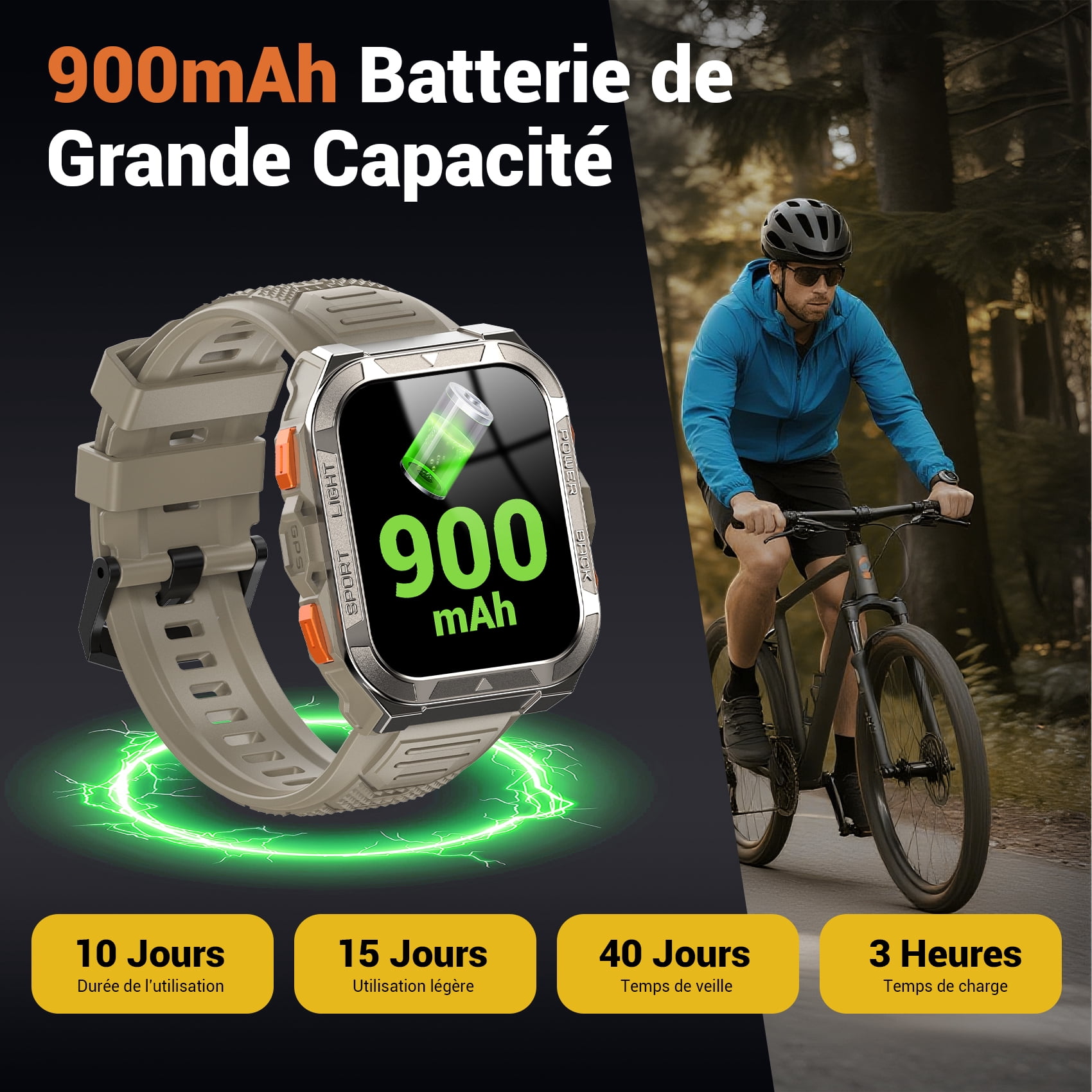 Blackview Military Smart Watch for Men, GPS & Compass Tactical Smartwatch with Bluetooth Calling, Flashlight, 100+ Sports Modes, 960mAh Battery, Rugged Outdoor Fitness Watch for Android iPhone, Khaki