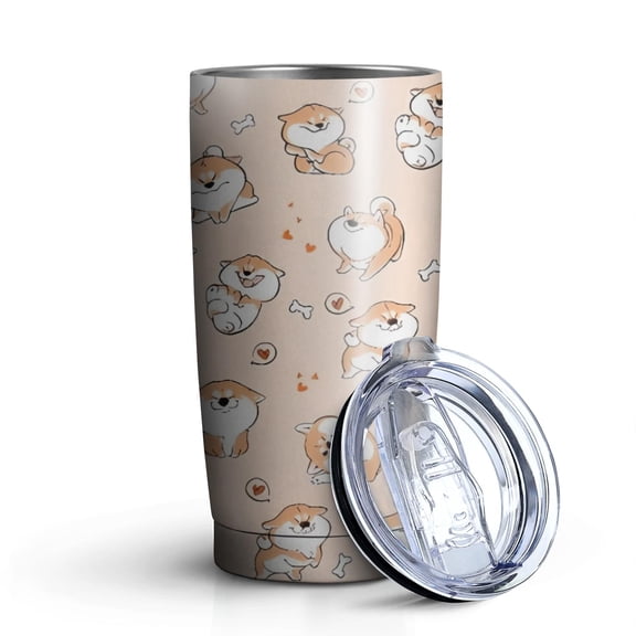 20oz Tumblers Shibainu and Love Stainless Steel Vacuum Insulated Double Wall Travel Tumbler Cups Mug with Lid and Straw,Cleaning Brush for Cold & Hot Drinks