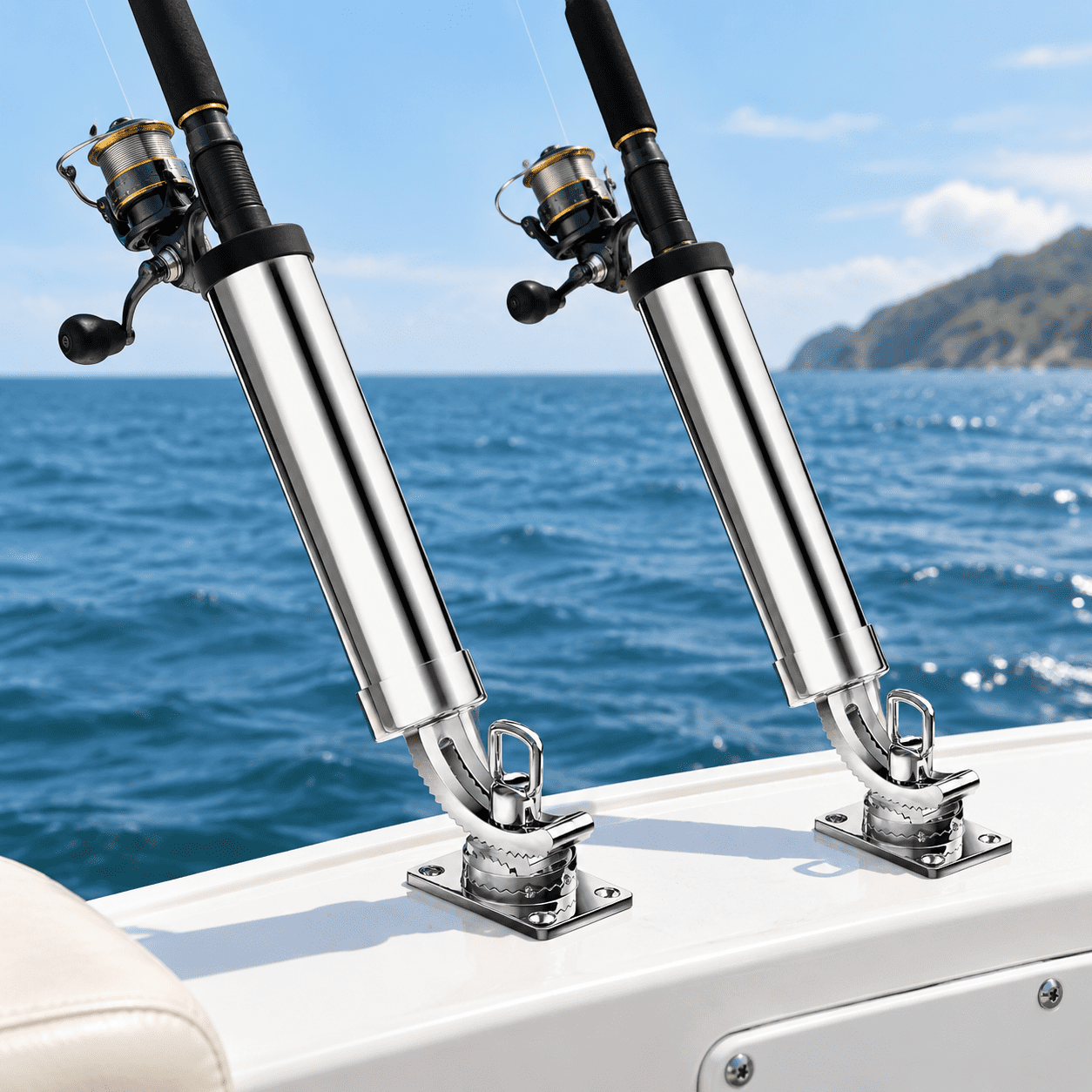 2 Pack 316 Stainless Steel 360° Swivel 90° Tilt Boat Fishing Rod Holders