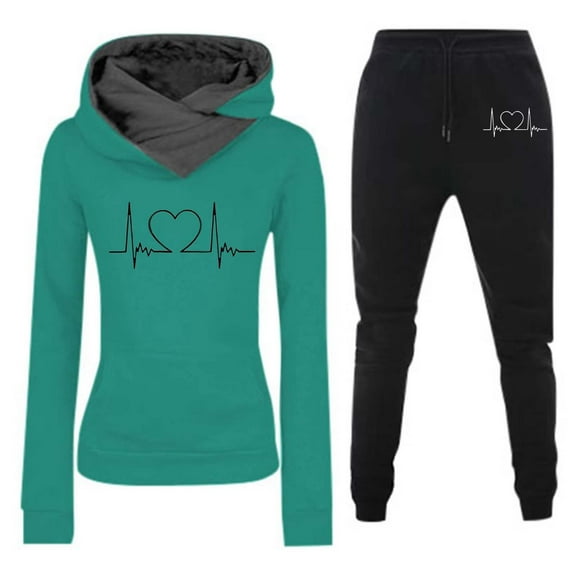 Women's Casual Hooded Long Sleeve Jumpsuit Set Sporty Fashionable Tracksuit For Daily Wear And Fitness Activities Warm up Pants for Women Petite Pant Suits for Women Women Tuxedo Suit plus Size Young