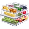 thumbnail image 1 of Fridge Organizer, Stackable Refrigerator Organizer Bin with lids, Clear Plastic Pantry Organizer Bins, Freezer Organizers Kitchen Storage and Organization for Fruits, Vegetable (10pack), 1 of 5