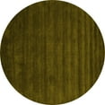 thumbnail image 1 of Ahgly Company Machine Washable Indoor Round Abstract Yellow Contemporary Area Rugs, 6' Round, 1 of 4