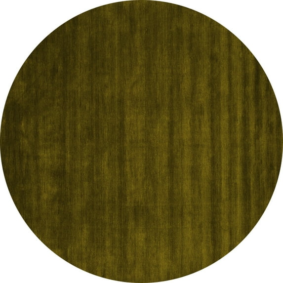 Ahgly Company Machine Washable Indoor Round Abstract Yellow Contemporary Area Rugs, 6' Round