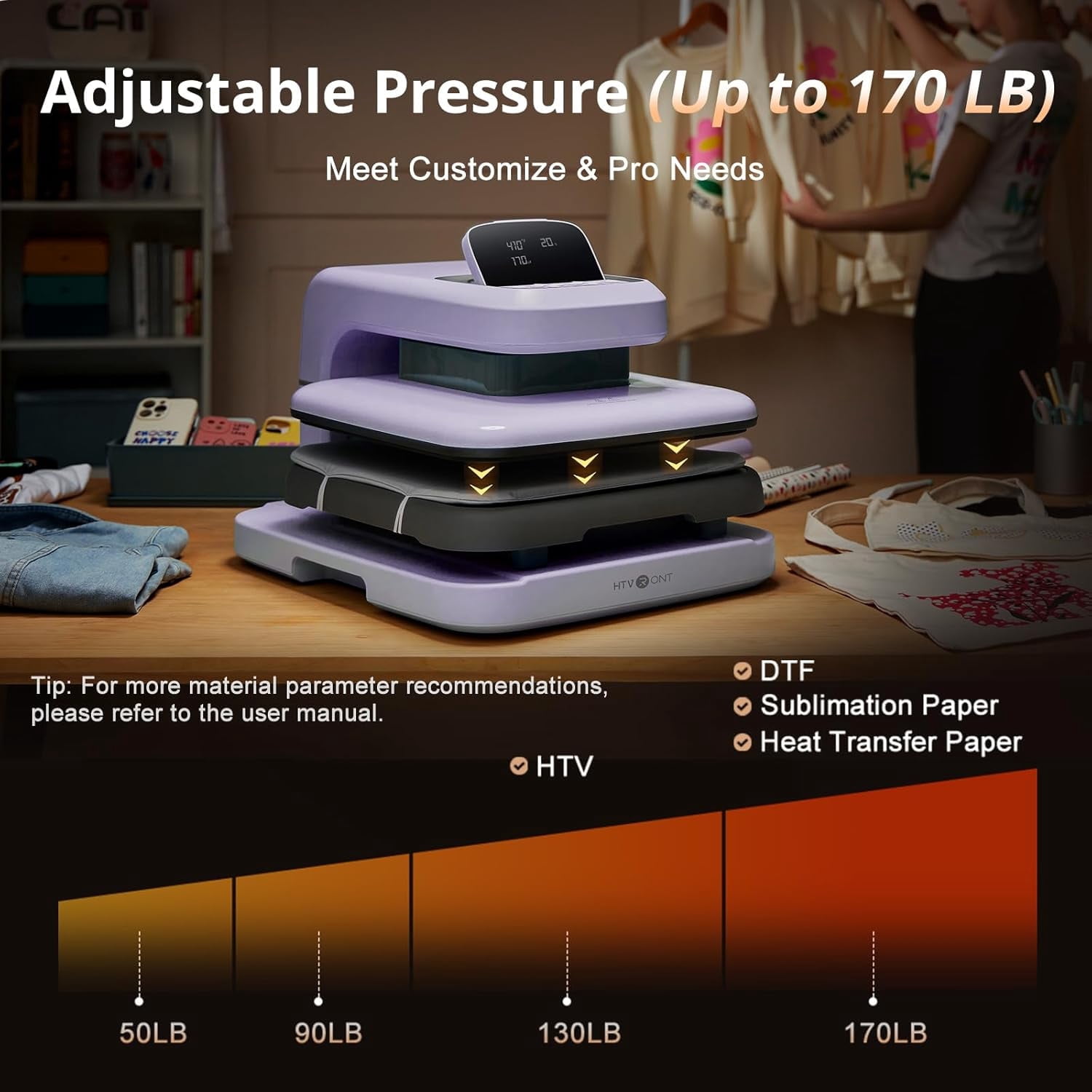 HTVRONT Automatic Heat Press 2 + HTVRONT Automat Heat Press Accessories Kit, Heat Press Machine with Adjustable Pressure & Higher Heating Height, Heats Up Fast and Evenly