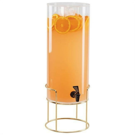3 gal Round Beverage Dispenser with Infusion Chamber - Metal Base, Brass - 8.125 x 9.75 x 25.75 in.