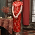 thumbnail image 4 of Women'S Formal Dress Autumn/Winter Retro Printed Cheongsam Dress Red XXXXXL, 4 of 4