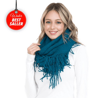 BASICO Warm Knit Winter Scarfs for Women Dark Teal Infinity Scarf Circle Loop Scarves