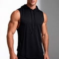 thumbnail image 2 of TAGOLD Mens Summer Sleeveless Hooded Blouse Solid Color High Stretch Dry Drawstring Top, 2 of 5