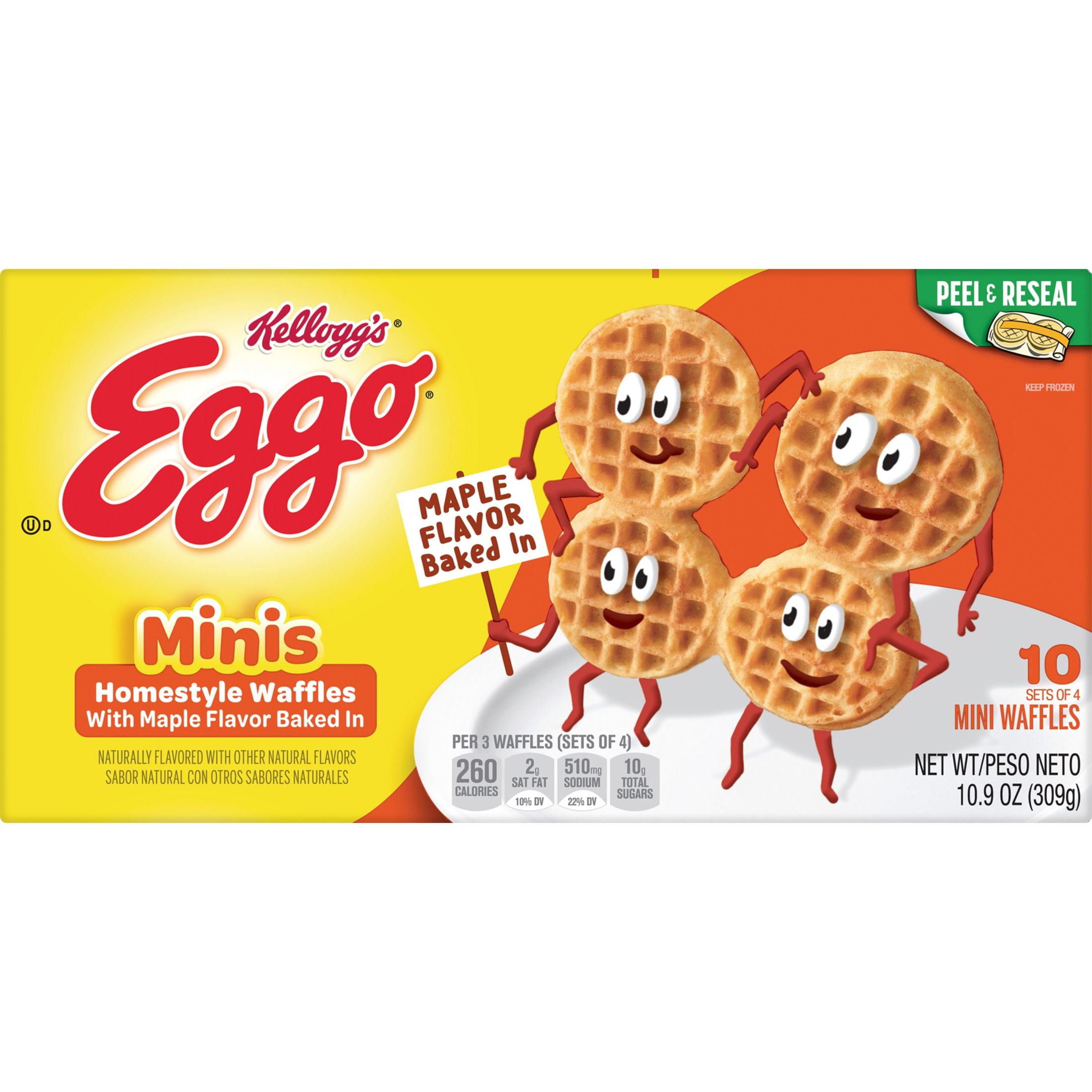 Eggo Homestyle with Maple Flavor Frozen Mini Waffles, 10.9 oz, 40 Count