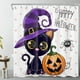 thumbnail image 2 of Juego de cortinas de ducha de calabazas de Halloween, 72.0 x 72.0 in, sombrero de gato de dibujos animados, lunares mágicos, decoración de fiesta, ganchos para cortina de baño incluidos, tela de poliéster impermeable brillar Electrónica, 2 of 5