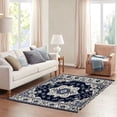 thumbnail image 2 of FJPT Blue White Floral Medallion Pattern Soft Small Area Rugs Non Slip Indoor Floor Carpet for Living Room Bedroom Decor, 2 of 5