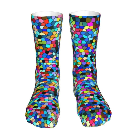 Xecao Colorful Tie Dye Stained Glass 2 Print Fashion No Heel Casual Crew Socks Cushioned Breathable for Men Women - Moisture wicking,Not easy to fade Suitable for daily