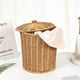 thumbnail image 3 of Cesta de almacenamiento de ratán sintético, cesta para ropa sucia, cesta grande de mimbre para ropa, cesta para ropa sucia, cesta para guardar ropa, cesta tejida con tapa, cesta de almacenamiento, 3 of 8