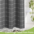 thumbnail image 6 of Charcoal Grey Boho Farmhouse Shower Curtain with Tassels, Rustic Cottagecore Aesthetic Bohemian Chic Modern Bathroom Decor Thick Waffle Textured Fabric Shower Curtain Set with Hooks, 72x72, 6 of 13