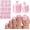 Pink French in Pink Base-B, variant on Press Toenails For Women with Adhesive Tabs, 150 count Tip Press Ons, Short Square Toenail Press , 15 Sizes Full Cover Nails