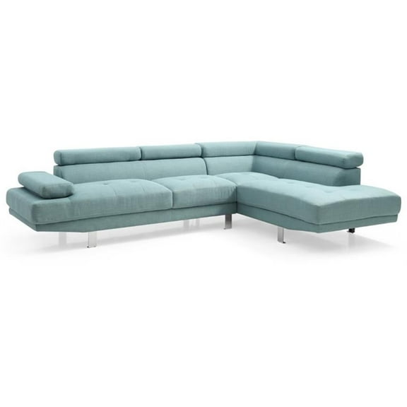 Pemberly Row Modern / Contemporary Twill Fabric Sectional in Teal