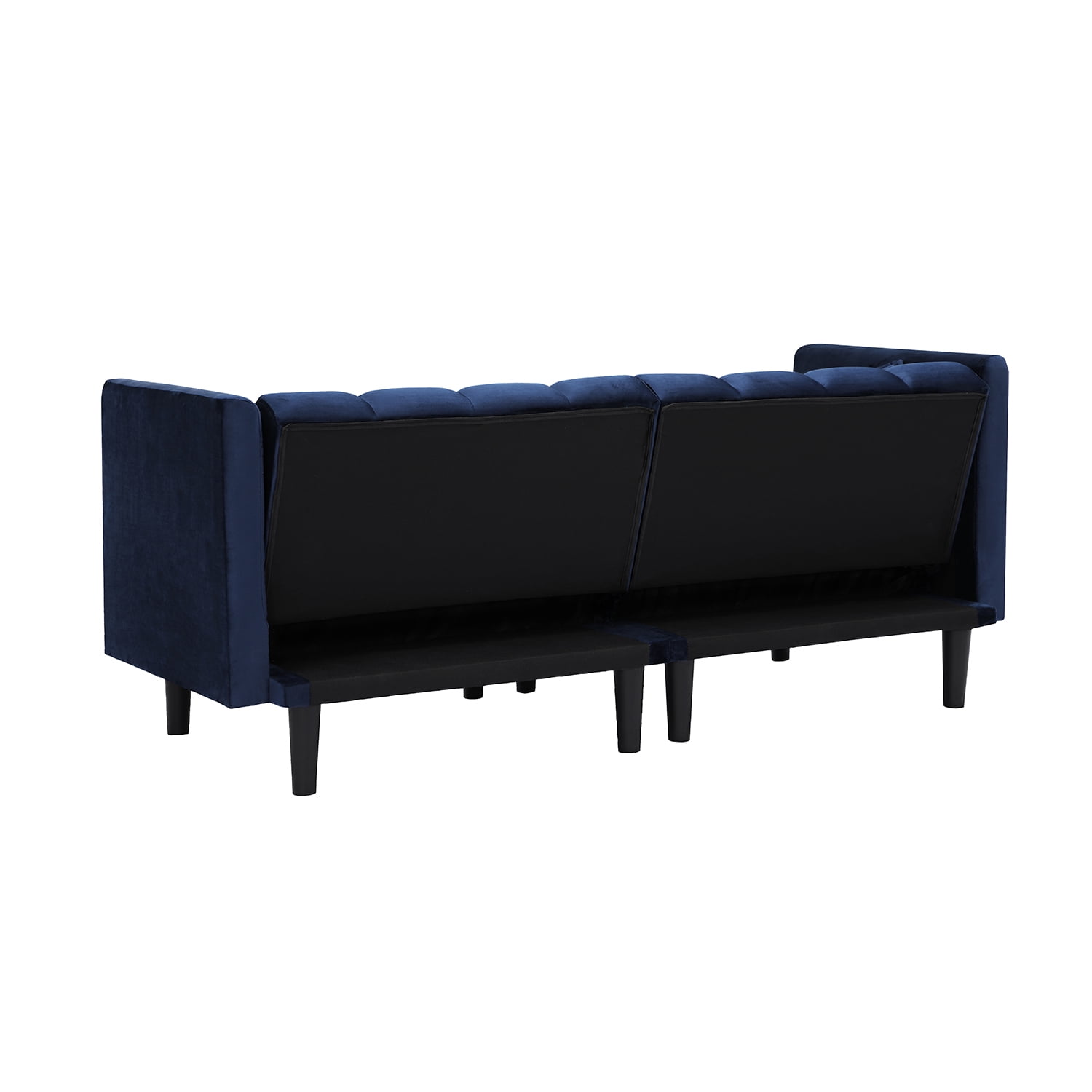 Kadyn Futon Sofa, Fabric Futon Sofa Bed with 2 Pillows, Modern Convertible Futon Sofa for Small Rooms, Navy Blue Kadyn Futon Sofa, Fabric Futon Sofa Bed with 2 Pillows, Modern Convertible Futon Sofa for Small Rooms, Navy Blue