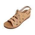 thumbnail image 2 of NexTorq Women’s Cutout Lace-Up Wedge Roman Sandals, Closed Toe Adjustable Comfort Shoes, Lightweight Summer Footwear, Casual & Outdoor Wear, Ginger, 5.5, 2 of 5