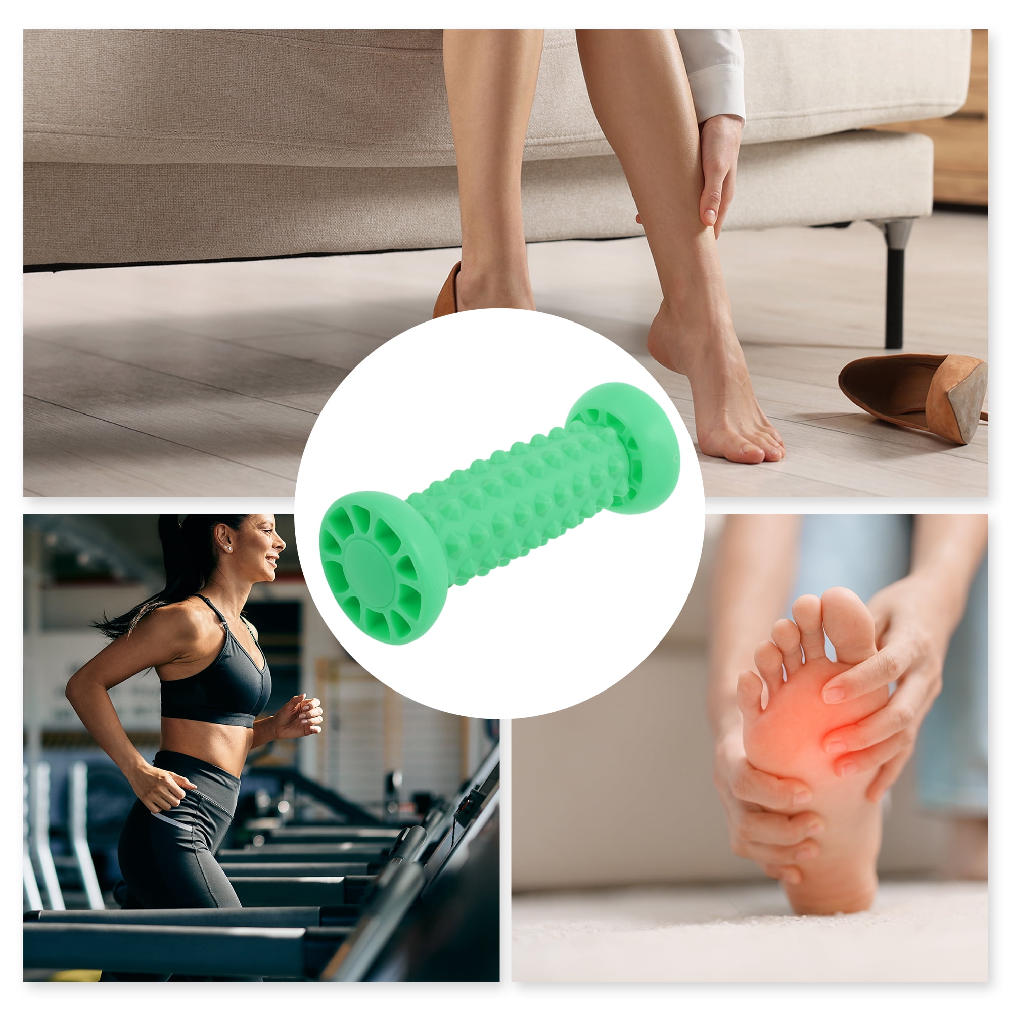 Unique Bargains Durable Useful 1 Pc Dumbbell Roller Foot Massager Green