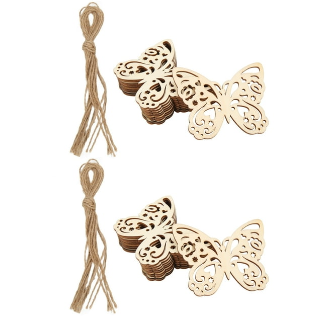 Colgante de virutas de madera para manualidades, decoración y adornos, con forma de mariposa hueca de madera sin terminar.