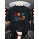 thumbnail image 2 of Camiseta gráfica para hombre con la inscripción "Drip Too Hard", estampado colorido, cuello redondo, tejido de punto de poliéster, corte regular, ligera y elástica, para adultos, hombres, mujeres, ado, 2 of 7