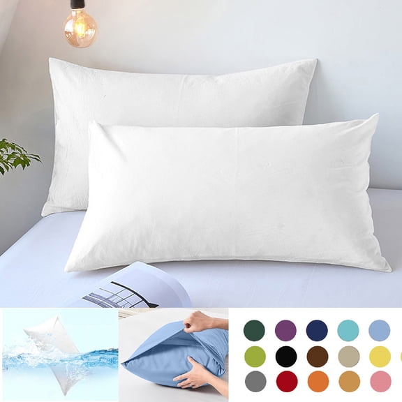 KOYPTL 100% Egyptian Cotton Pillowcases Set of 2,400 Thread Count Cotton Thicken Pillow Cases Queen Size, Breathable Silky Soft Cotton Hotel Quality Pillowcovers 19.9"x29.13"