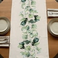 thumbnail image 5 of Green Eucalyptus Leaves 90 Inch Table Runner, Farmhouse Rustic Botanical Burlap Farmhouse Dresser Scarf Cotton & Linen Tablerunner for Dining/Kitchen Island/Holiday Party Décor 13" x 90", 5 of 9
