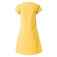thumbnail image 5 of HOMBOM Beach Dresses for Women Yellow Mid-Length Shift Cotton Linen Solid 2025 V-Neck Short Sleeve Dresses XL, 5 of 5