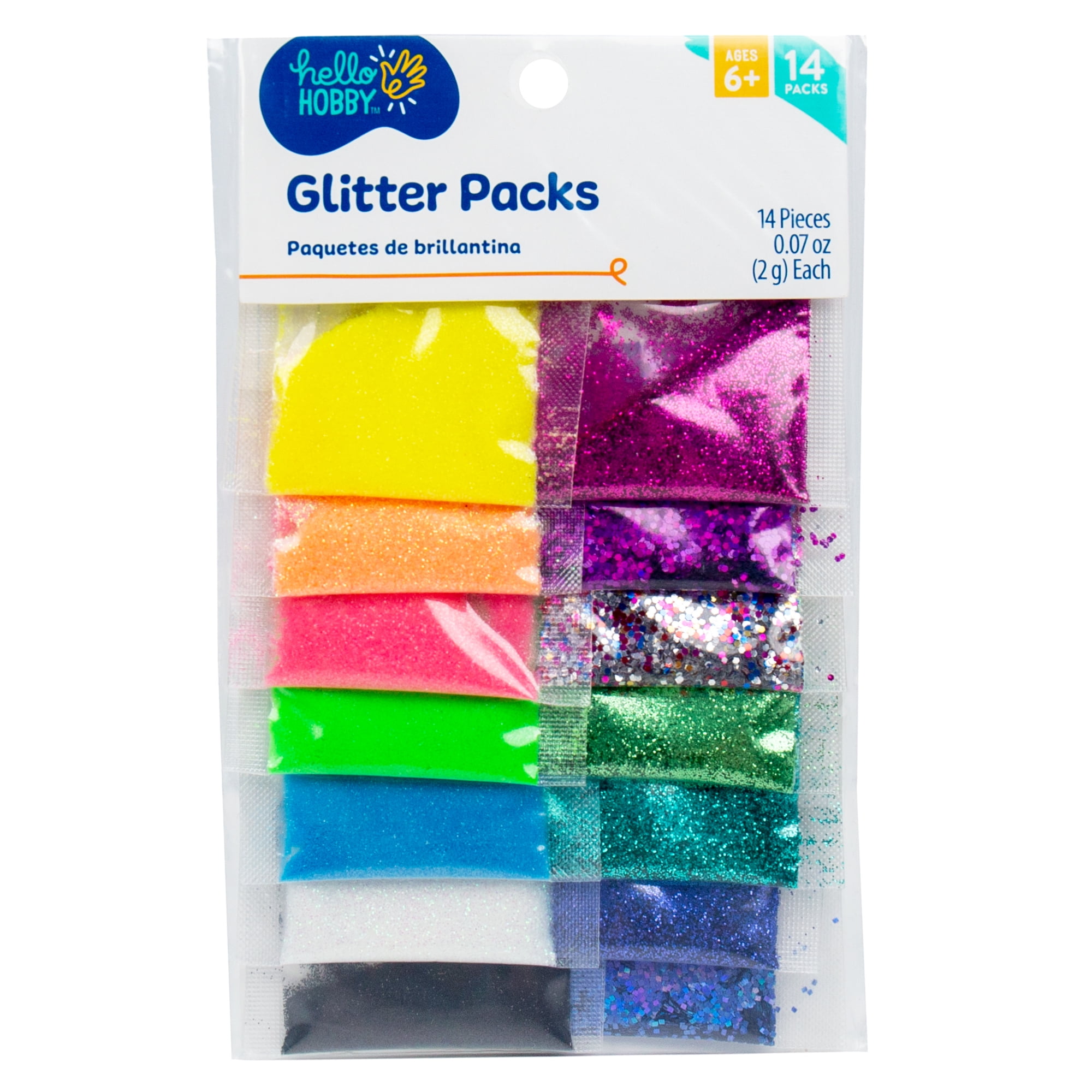 Hello Hobby Multicolor Glitter Packs, 14-Pack