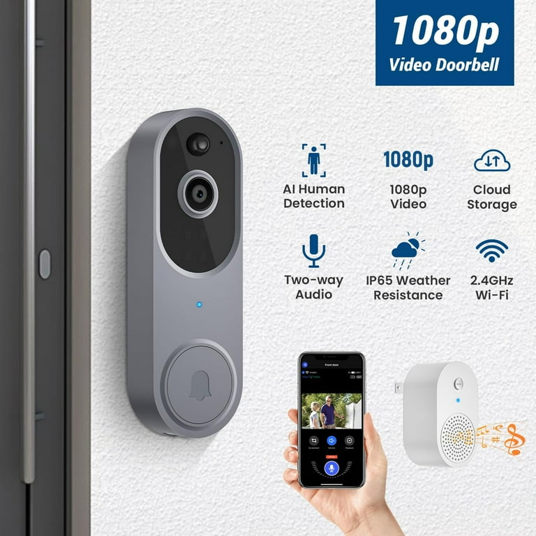 Ring Doorbell CHWARES Video Doorbell Camera With Chime, 1080p HD