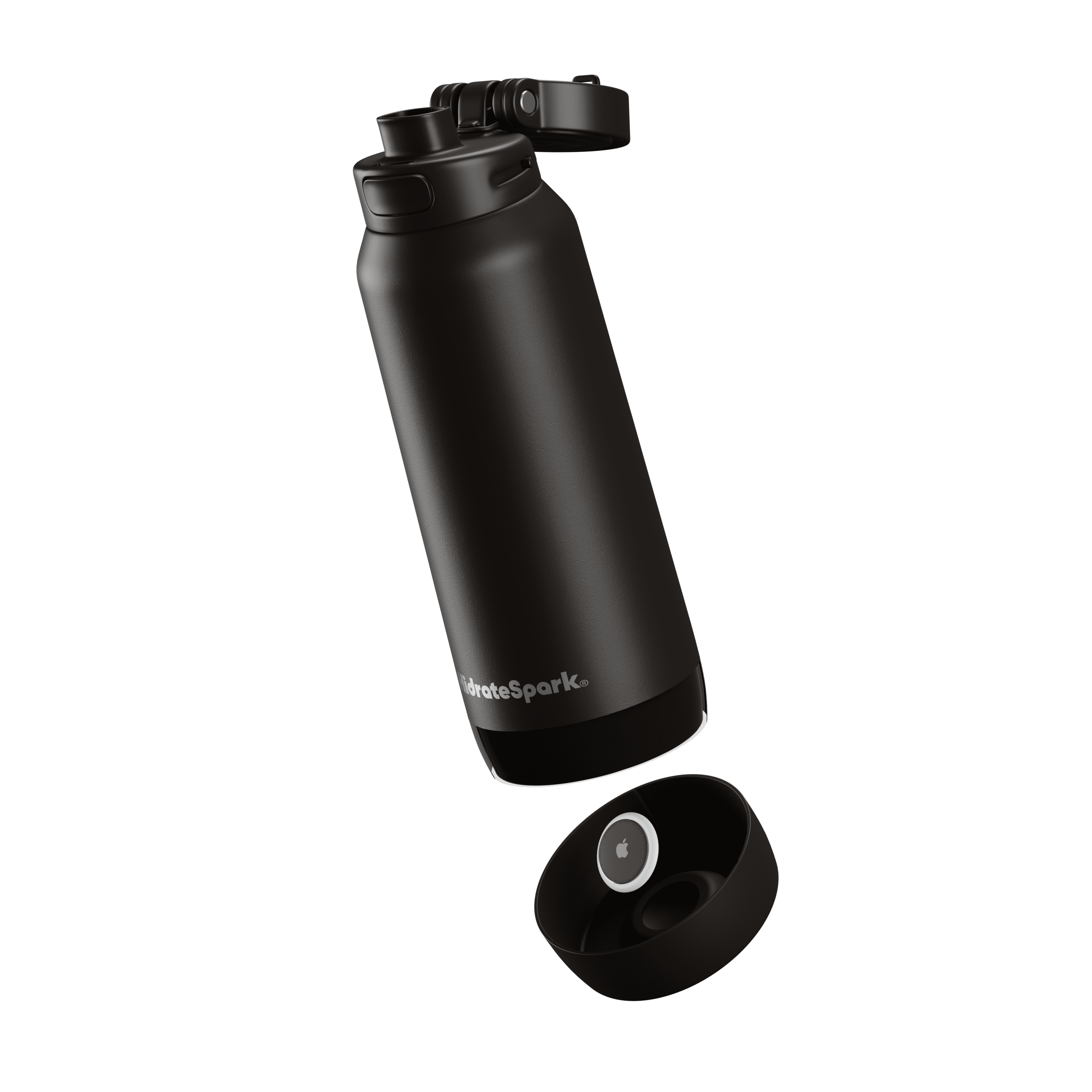 HidrateSpark 32oz Chug Water Bottle with Silicone Boot - Air Tag Compatible - Black