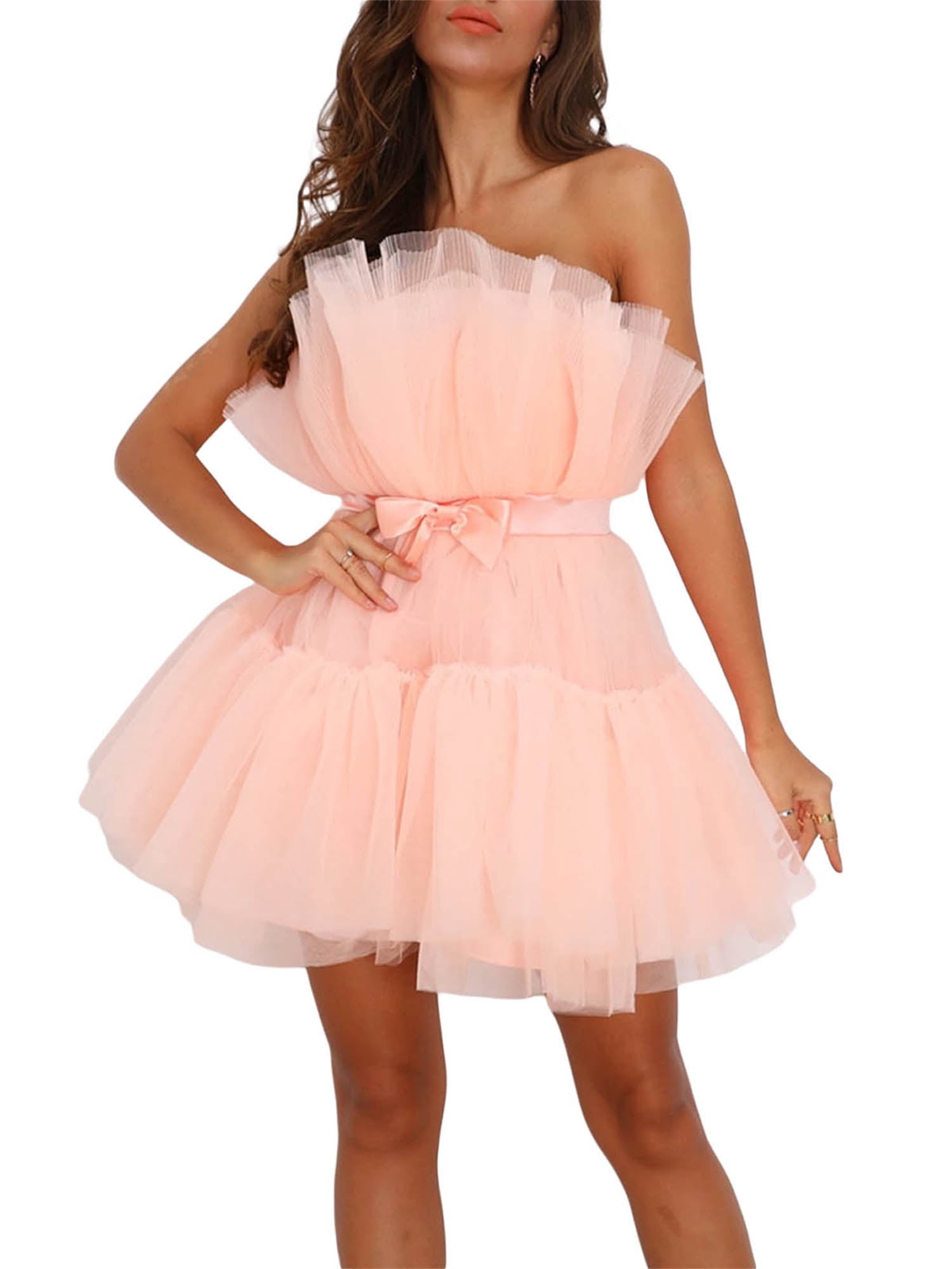 Women Tulle Tutu Prom Dress Ruffles 