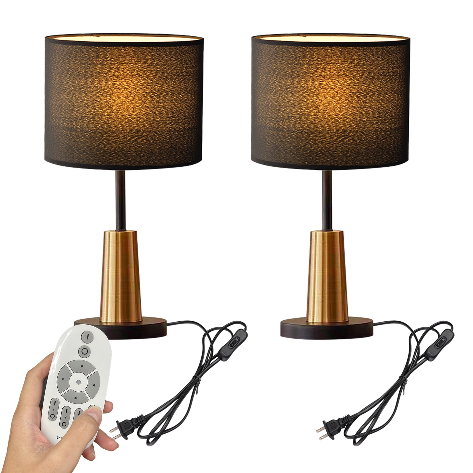 Kiven Modern Plug in Table Lamp, Dimmable Desk Lamp with Fabric