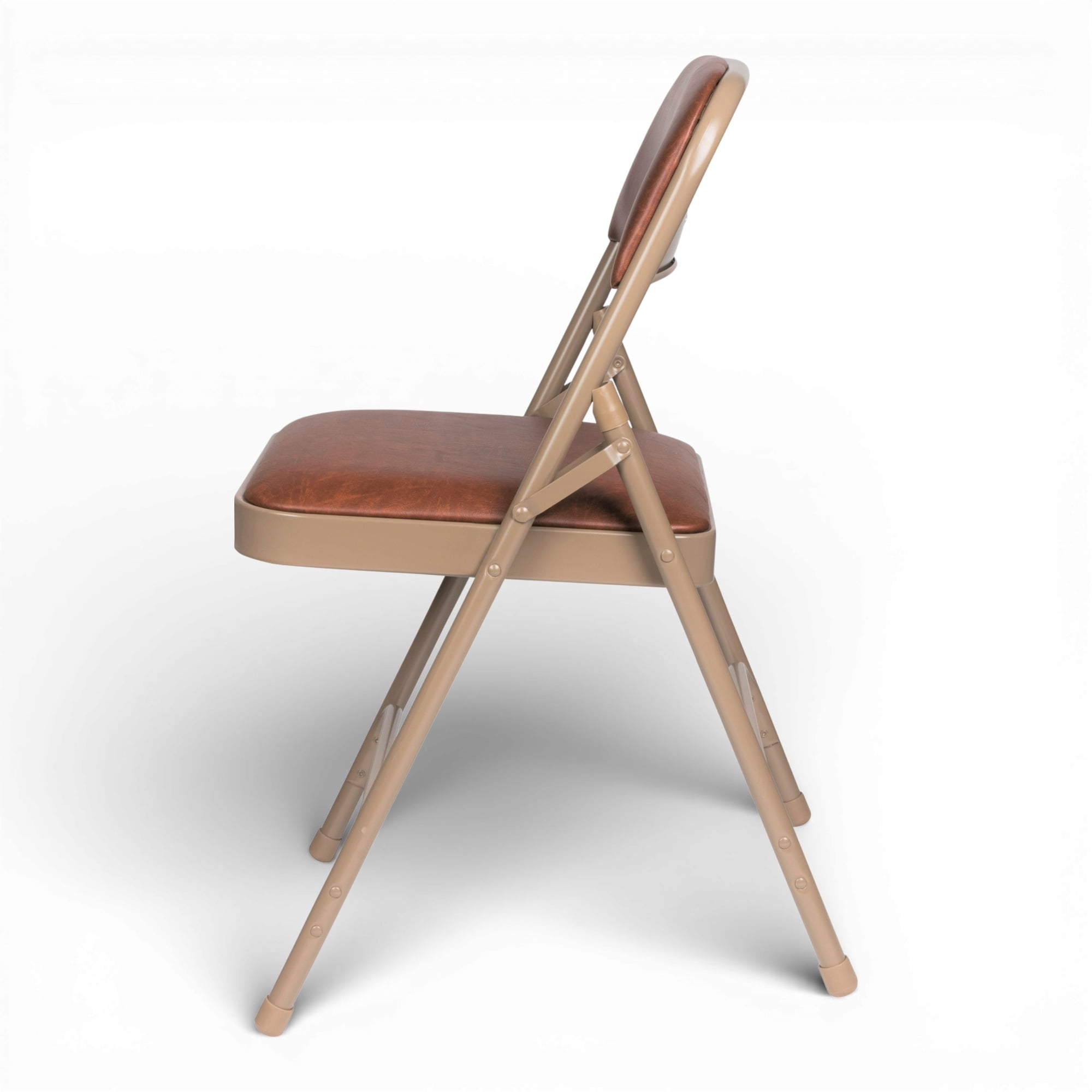 Hampden Furnishings Bernadine Collection Vinyl Folding Chair, Brown, Pack of 4