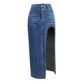 thumbnail image 4 of Women Fashionable Design High Slit Spring And Summer Washed Solid Color Mid Length Skirt Denim Skirt Long Stilt Pants Pants for Women Size 20 on Jean Leggings Jean Pants for Women Denim Knit Leggings, 4 of 6