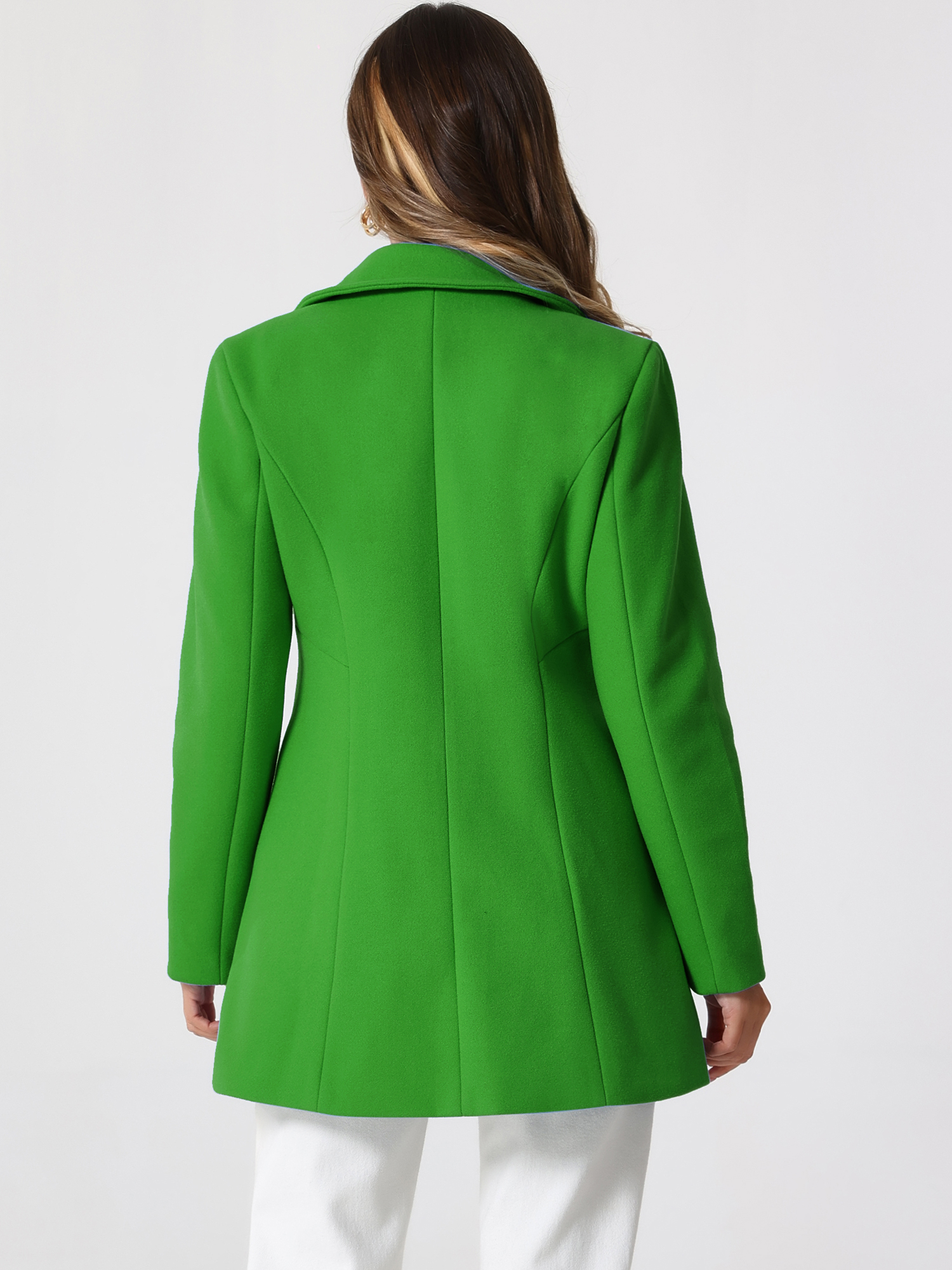 DARING DIVA Women's Peter Pan Collar Double Breasted Winter Trench Coat Green XL