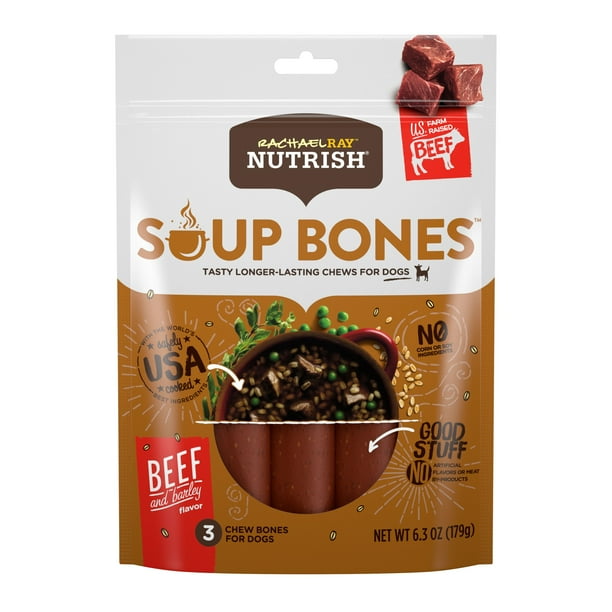 Rachael Ray Nutrish Soup Bones Dog Treats, Beef & Barley Flavor, 3