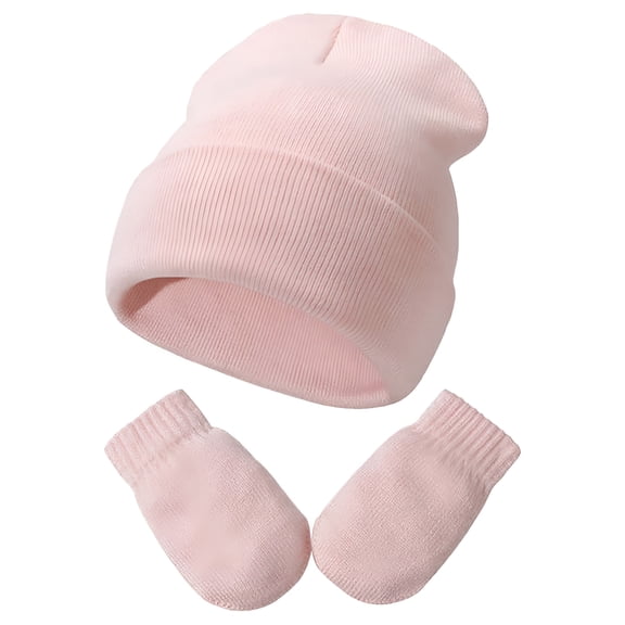 TELOLY Toddler Girls Boys Winter Hats Boys Soft Baby Caps Kids Knit Winter Hats with Gloves Boy Hat and Glove Set
