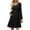 Black, variant on Winter Dresses for Women Solid Color Lantern Sleeve Midi Dress Round Neck Pullover Button Pocket Dress Long Sleeve Knit Dress