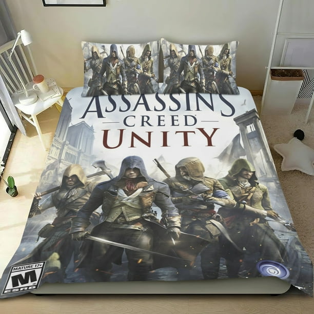 ASSASSIN’S CREED Conjunto de sábanas temático, trío de piezas, cómodo y amigable con la piel, diseño único, regalo de decoración para el hogar para familiares, amigos y fans,140X210cm