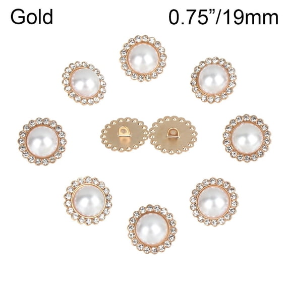 10Pcs High Quality Needlework DIY Clothing Accessories Sewing Accessories Pearl Clothing Buttons Shirt Buttons Shiny Rhinestone GOLD 19MM