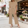 thumbnail image 3 of Idoravan womens 2 piece lounge sets Women's Round Neck Stripe Short Sleeve shirts Long Pants With Elastic Waist Pocket pants Set, 3 of 8