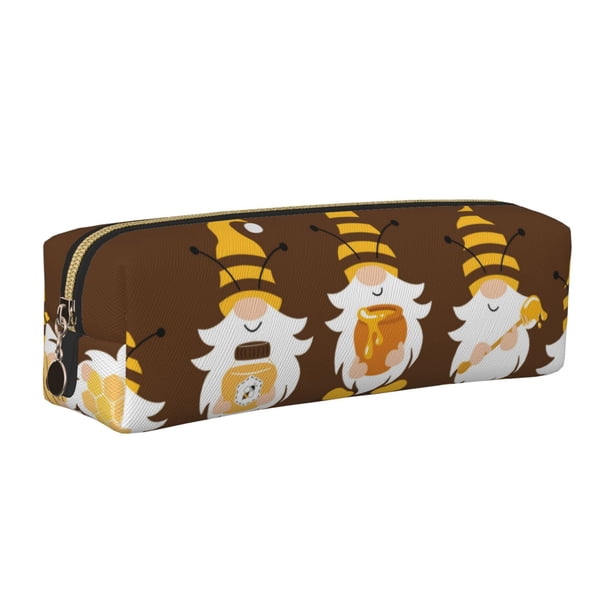 Easygdp Gnomes With Honey para Estuche de Lápices de Cuero, Estuche de Papelería de Cuero, Estuche de Gran Capacidad con Cremallera